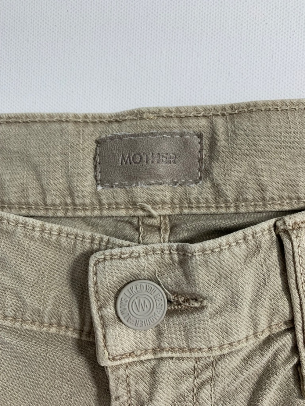 MOTHER The Insider Ankle Fray Chalk It Up Jeans Women's Size 29 Chalk Oxford Tan - Picture 10 of 16